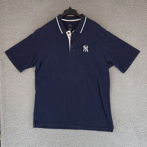 New York Yankees MLB Mens XL Navy & white Polo Shirt stretch embroidered
